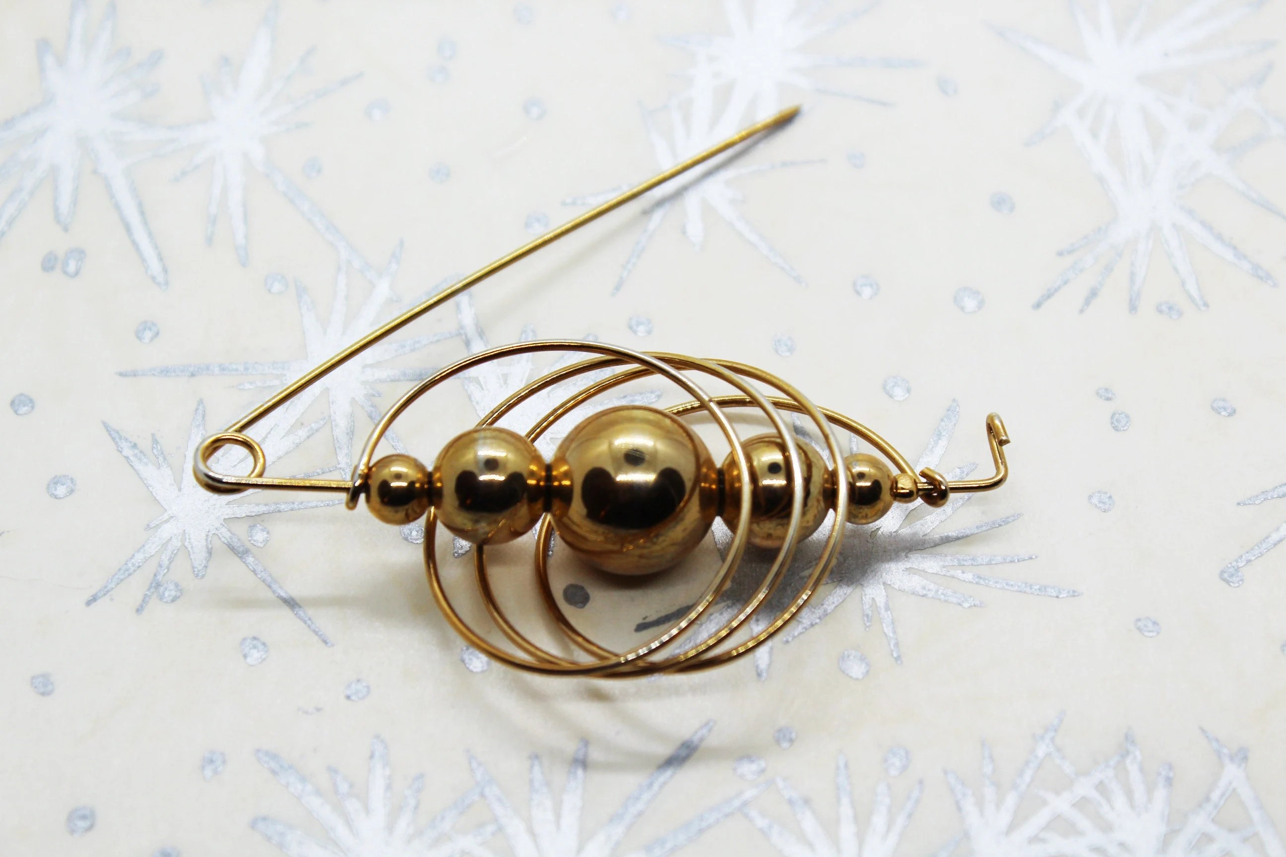 Vintage Geometric Ball & Hoop Accent Pin - Retro Costume Jewelry at Whispering City RVA