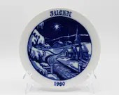 1980 Hackefors Jultallrik - Scandinavian Blue and White Decorative Julen Collectors Plate – Sweden at Whispering City RVA