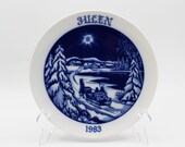 1983 Hackefors Jultallrik - Scandinavian Blue and White Decorative Julen Collectors Plate – Sweden at Whispering City RVA