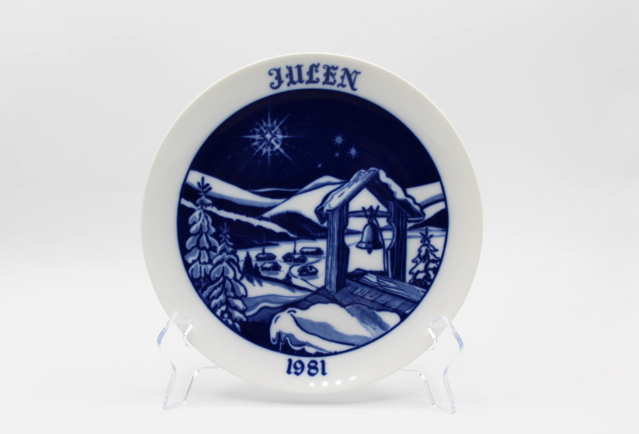 1981 Hackefors Jultallrik - Scandinavian Blue and White Decorative Julen Collectors Plate – Sweden at Whispering City RVA