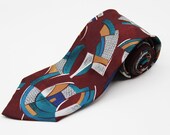 Ketch Classics Abstract Polyester Traditional Mens Necktie Tie - 63 1/8" L x 3 7/8" W - Vintage, MCM Retro, 1940s Style, Artsy, 70s does 40s