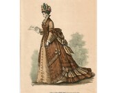 1890s Antique Le Coquet French Fashion Plate - Hand Colored Engraving at Whispering City RVA