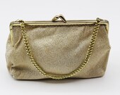 Small Gold Sparkle Ladies Handbag Evening Bag Purse - Vintage, MCM, Retro, Classic, Mid Century, Old Hollywood, Glamour
