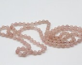 24" Rose Quartz Knotted Bead Strand Dainty Necklace - Vintage Costume Jewelry at Whispering City RVA - USA Free Shipping