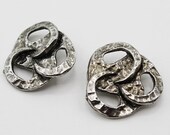 MCM Abstract Brutalist Triskelion 27mm Cast Metal Shank Buttons - Set of 2 - Mid Century, MCM, Abstract, Retro, Chunky, Bold, Silver Tone