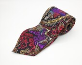 x'Andrini Italian Silk Rainbow Paisley Abstract Print Mens Necktie Tie - 57.5" L x 3.75" W - Vintage, Retro, Italy, Psyche, Artsy, Boho
